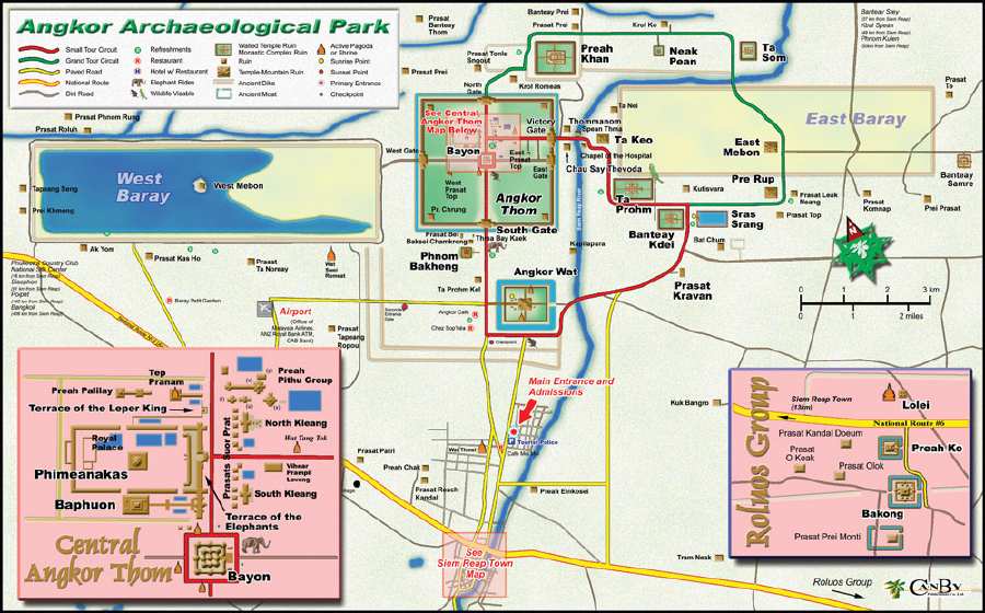 carte du site d'Angkor