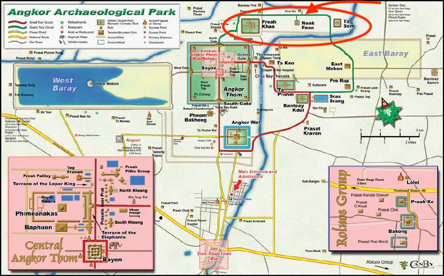 carte du site d'Angkor